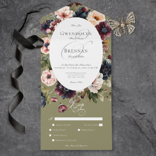 Janto de Frame Floral Oval Verde Escuro