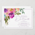 Janto de noivados Convite Floral<br><div class="desc">Este convite floral cor-de-água rosa e roxo é perfeito para a sua celebração especial de noivado.</div>