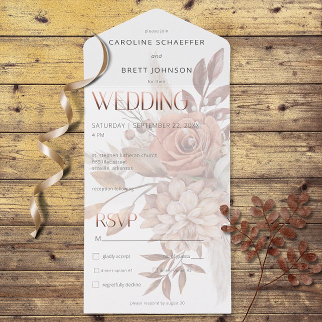 Janto de outono de Foco Suave Neutro de Boho (Also available with a QR code or without dinner selection options.)