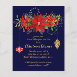 Janto de Poinsettia de Natal Convida AZUL Vermelho