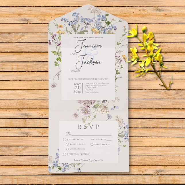 Janto Delicate Boho Wildflower Cream (Delicate Boho Wildflowers Cream No Dinner All In One Invitation)