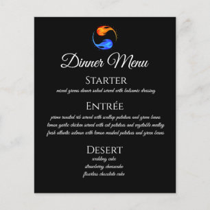 Janto e Bar Menu-Twin Flame Weding Tema-Preto