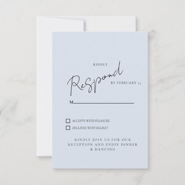 Janto e dança RSVP de Casamento Azul Simples (Frente)