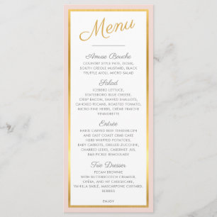 JANTO ELEGANTE MENU ouro de casamento moderno rosa