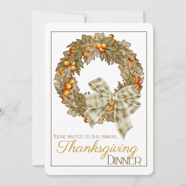 Janto Elegante Wreath Thanksmaking Convite 12 (Frente)