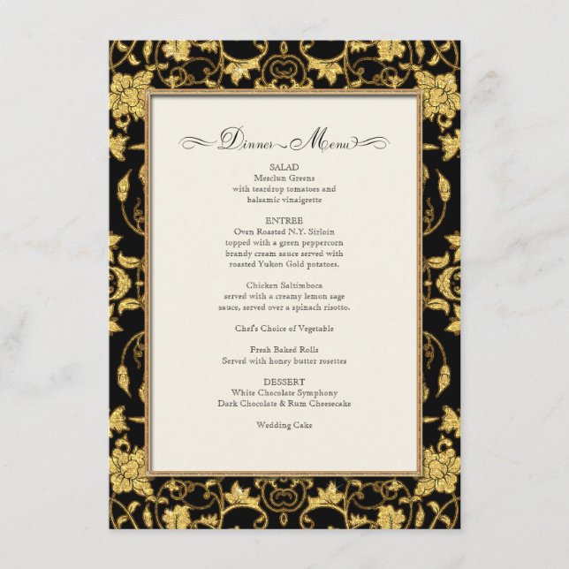 Janto Menu Floral Damasco Glitter Casamento Formal (Frente)