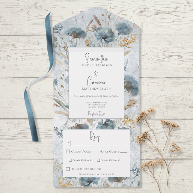 Janto Monograma Floral Boho Dusty Blue & Brown (Criador carregado)