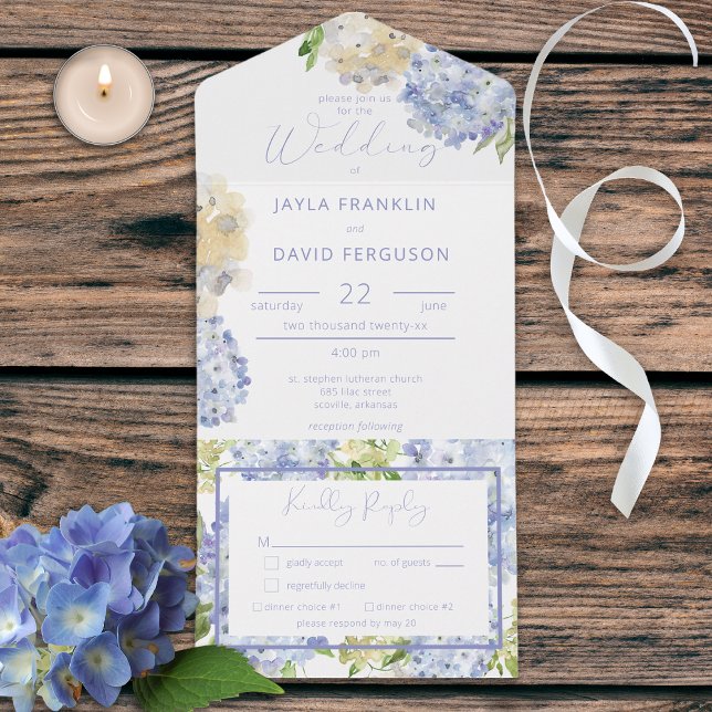 Janto Periwinkle & White Hydrangeas Moderno (Criador carregado)