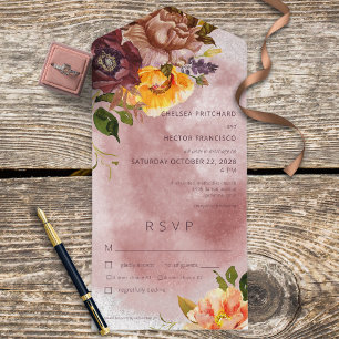 Janto Russo Fall Burgundy Yellow Floral Wine