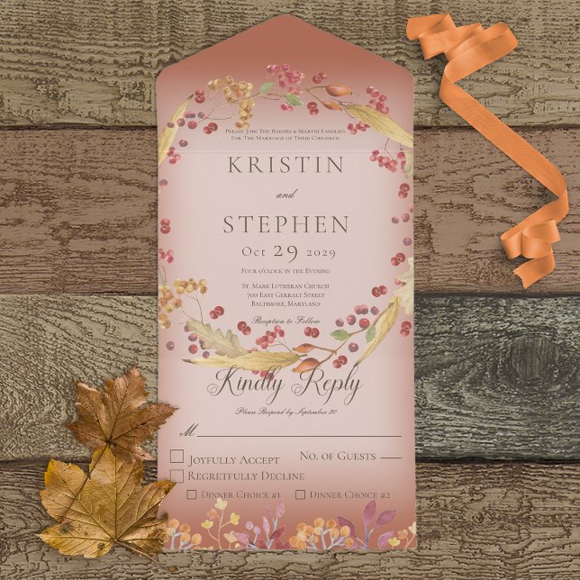 Janto Rustic Autumn Leaf & Berry Wreath Rust (Criador carregado)