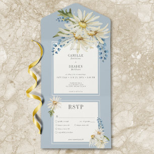 Janto Rustic Blue & White Watercolor Daisies
