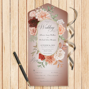 Janto Rustic Boho Rust & Peach Floral Oval Rust
