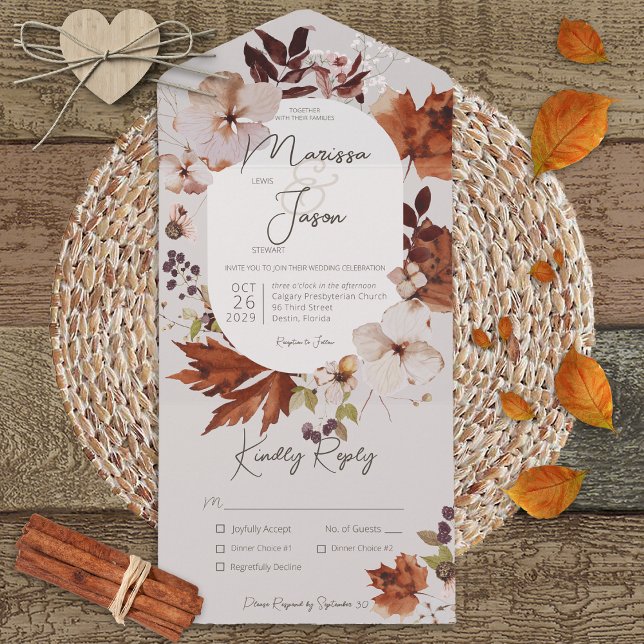 Janto Rustic Fall Neutral Wreath (Also available with a QR code or without dinner selection options.)