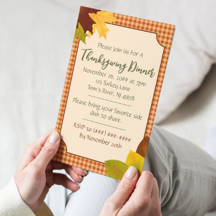 Janto Rustic Gingham Thanksaking Convite