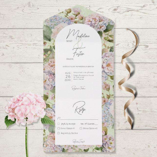 Janto Rustic Pastel Hydrangeas Sage Green Arch (Criador carregado)