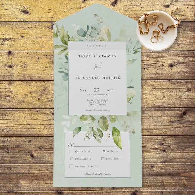 Janto Rustic Sage Natural Greenerence (Also available with a QR code or without dinner selection options.)