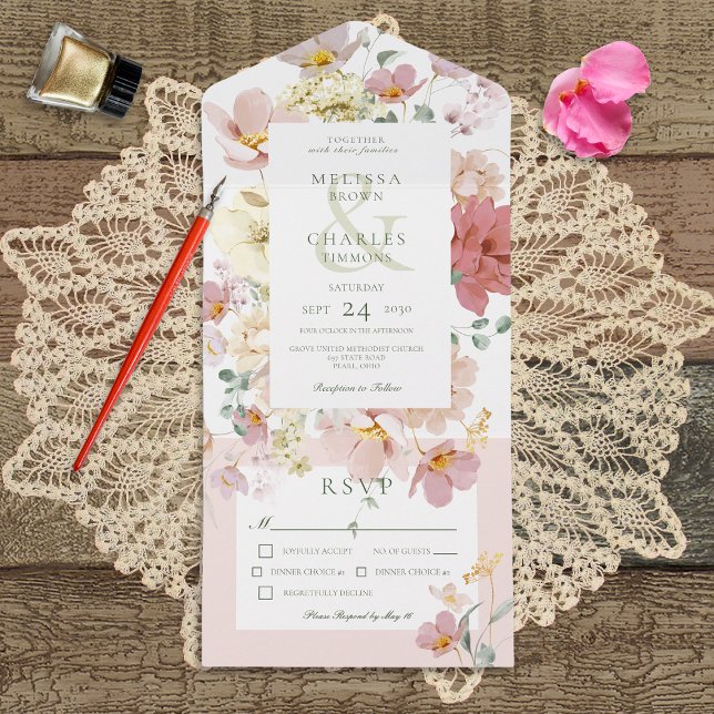 Janto Rustic White & Blush Pink Boho Flowers (Criador carregado)