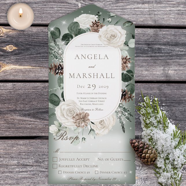 Janto Rustic Winter Floral Green Sparkle (Criador carregado)
