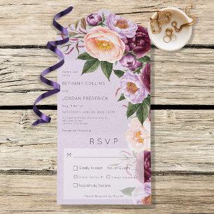 Janto Vintage Lavanda Maroon & Peach Peonies
