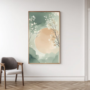 Japandi Watercolor Floral Art Impressão   Pôster