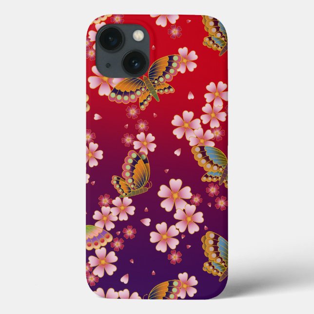 Japanese Asanoha Traditional Print Red & Purple (Verso)