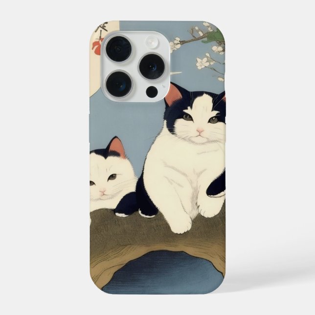 Japanese Cats Blossom Tree iPhone Case (Verso)