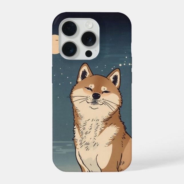 Japanese Moon Shiba iPhone Case (Verso)
