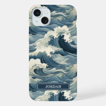 Japanese Waves Pattern Monogrammed