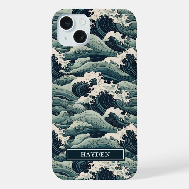 Japanese Waves Print Monogrammed (Verso)