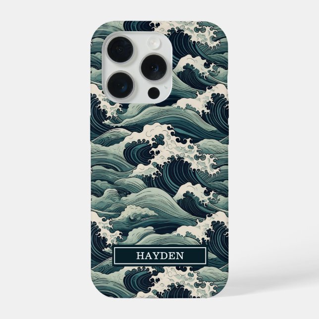 Japanese Waves Print Monogrammed (Verso)