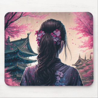 Japanische Blütenpracht - Mädchen - Mousepad