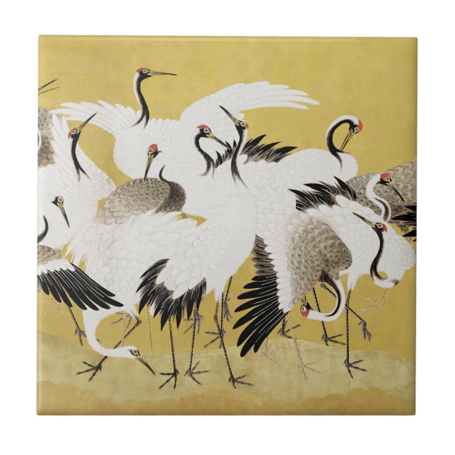 Japonês Cranes Vintage Bird Classic (Frente)