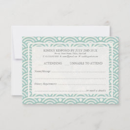 Japonês Seigaiha Waves Elegant Beach Wedding RSVP
