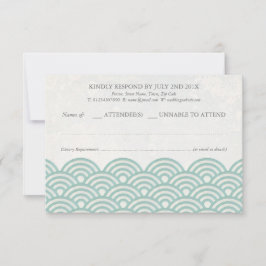 Japonês Seigaiha Waves Elegant Beach Wedding RSVP