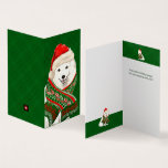 Japonês Spitz Papai noel Cachorro com Xadrez Verde<br><div class="desc">Um pacote único e divertido de 25 cartões de feriado - todos idênticos - com um cão Spitz japonês numa xadrez de feriado verde. O tamanho de 4" x 3, 5" (2" x 3, 5") faz dele um cartão de boas-vindas que se destacará entre todos os outros na época de...</div>