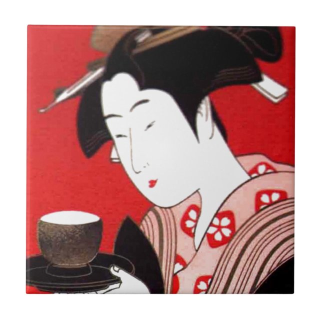 Japonesa Lady Tea Servindo Cerimonia Art Impressão (Frente)