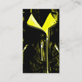 Jaqueta amarela cartão de visita preto