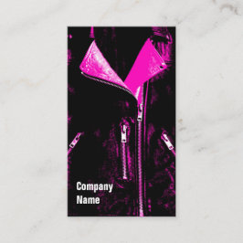 Jaqueta cor-de-rosa com cartão de visita preto