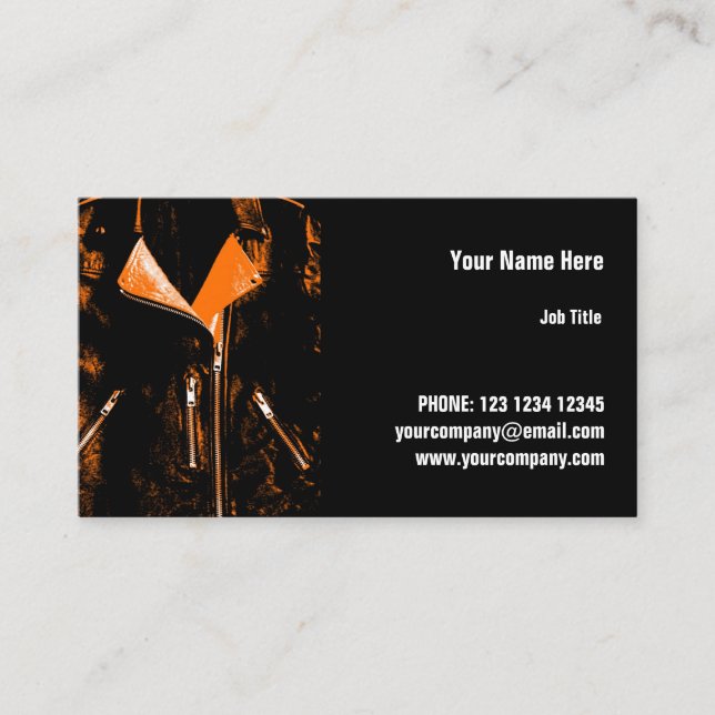 Jaqueta de couro cartão de visita laranja horizont (Frente)