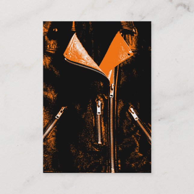 Jaqueta de couro cartão de visita preto (Frente)