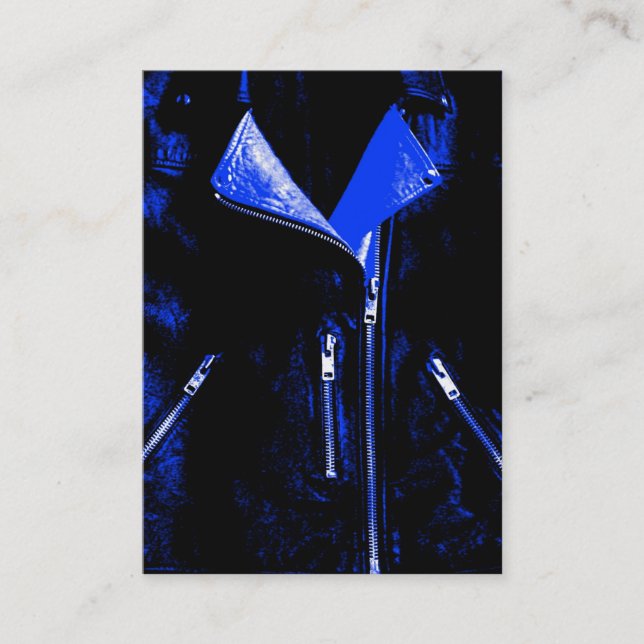 Jaqueta de couro cartão de visita preto (Frente)