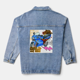 Jaqueta de Ganga com Gráfico de Arte de Bicicleta