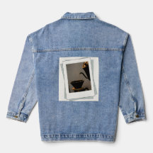 Jaqueta de jeans com ilustração de chá