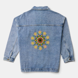 Jaqueta de Mandala Denim, Flor feminino