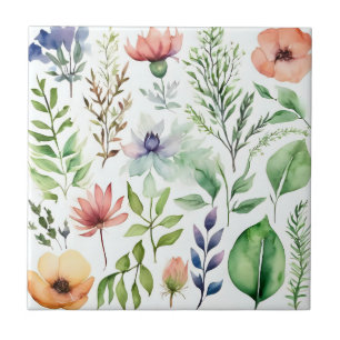 Jardim Botânico Floral de Aquarela Branca