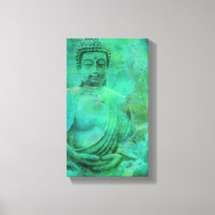 Jardim Buddha Zen na Canvas de tons azuis e verdes