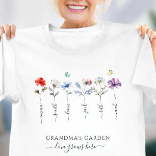 Jardim da vovó com nomes dos netos Aquarela