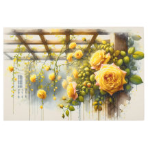 Jardim das Aquarelas de Rosas Amarelas