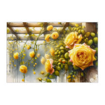 Jardim das Aquarelas de Rosas Amarelas