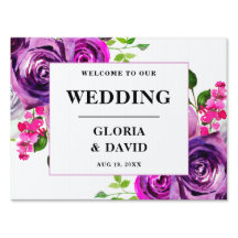 Jardim de Boas-Vindas de Casamento Floral Roxo Rom